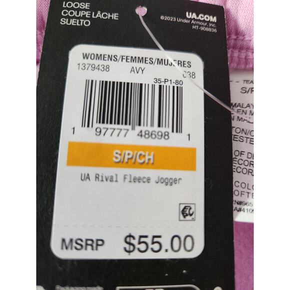 NWT Under Armour Women's Rival Fleece Joggers Pants Light Pink S - Picture 6 of 7